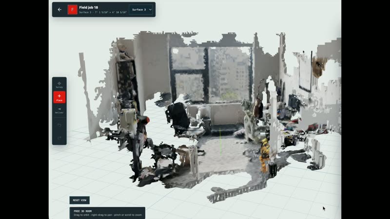 FieldCAD reconstructs the raw geometry of the room from those photos.