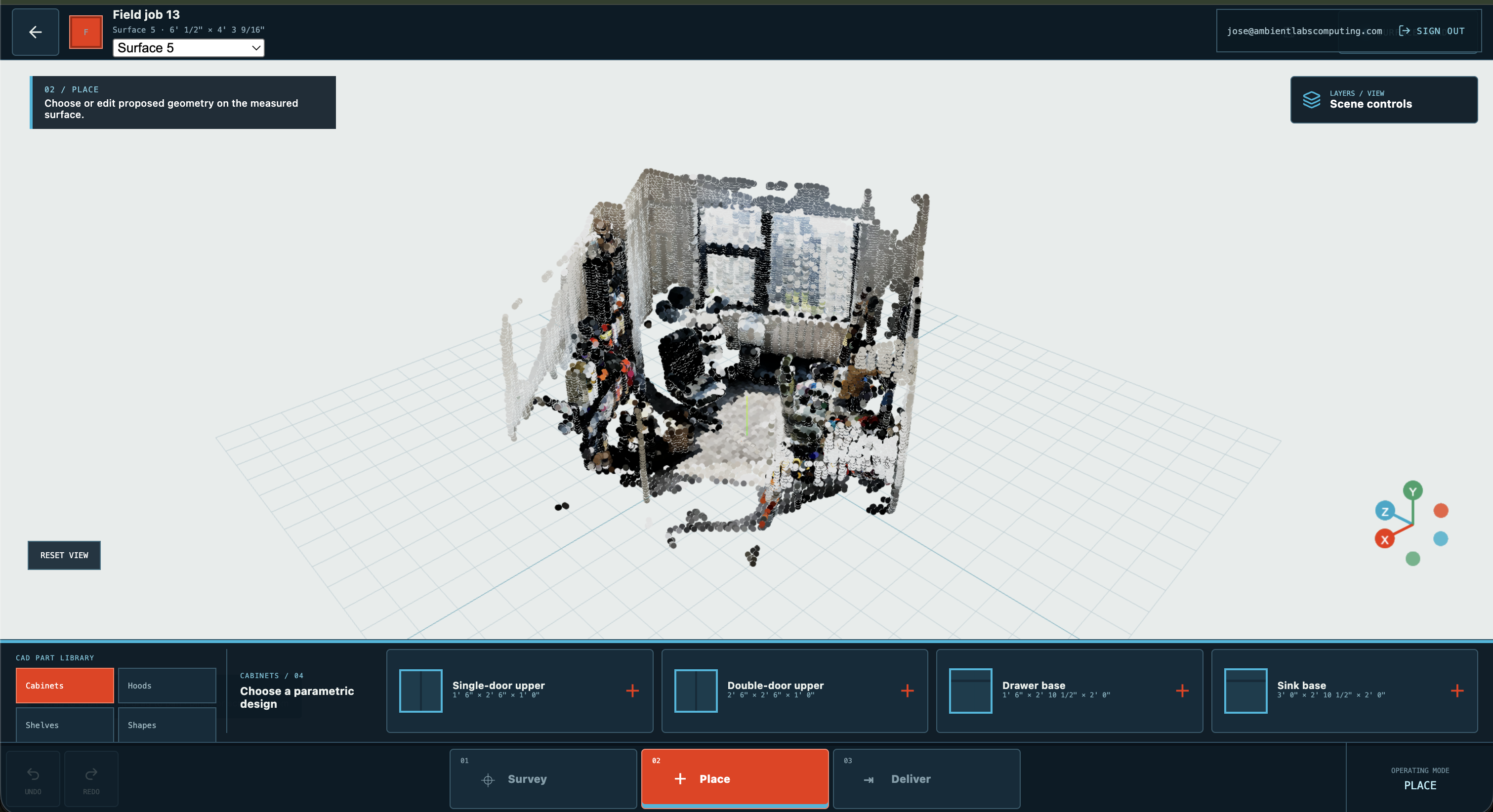Parametric parts get placed on the model and handed to the back office.